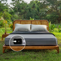 premium grounding sheets - Gray grounding sheets on a wooden bed set in a natural outdoor setting, human body, 