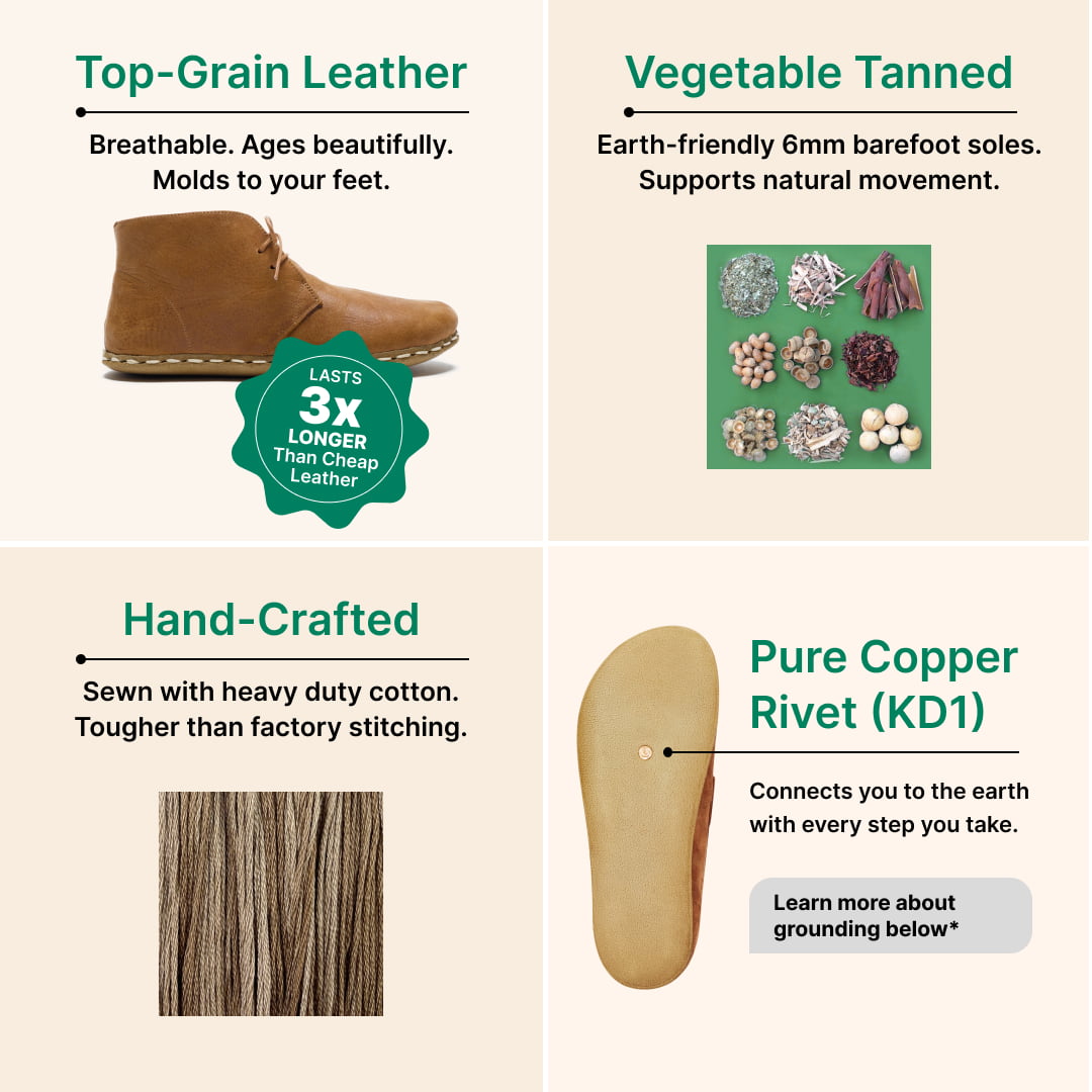 Grounding & Earthing Barefoot Chukka Boots for Women