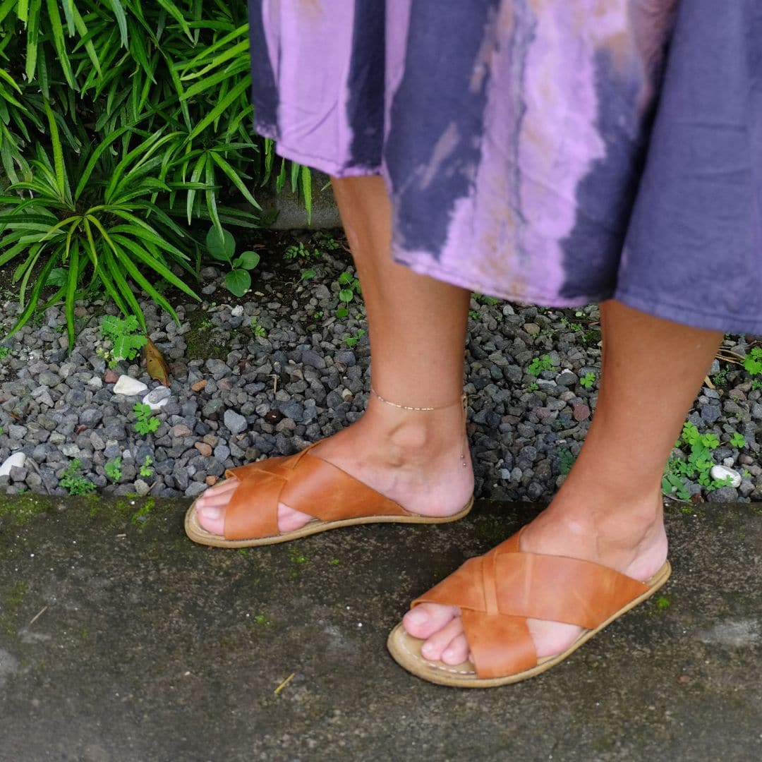 Grounding & Earthing Barefoot Crossover Slide-In Sandals for Women