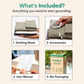 Image showing everything you need to ground your bed with earthing sheets at home with earthing harmony products, grounding sheets