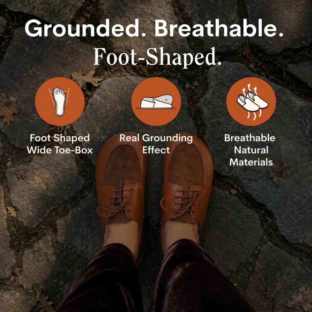 Grounding & Earthing Barefoot Derby Shoes for Women
