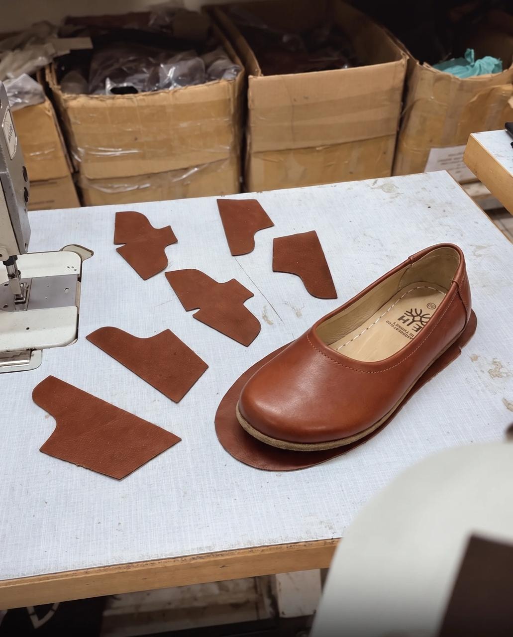 Leather pieces cut by hand